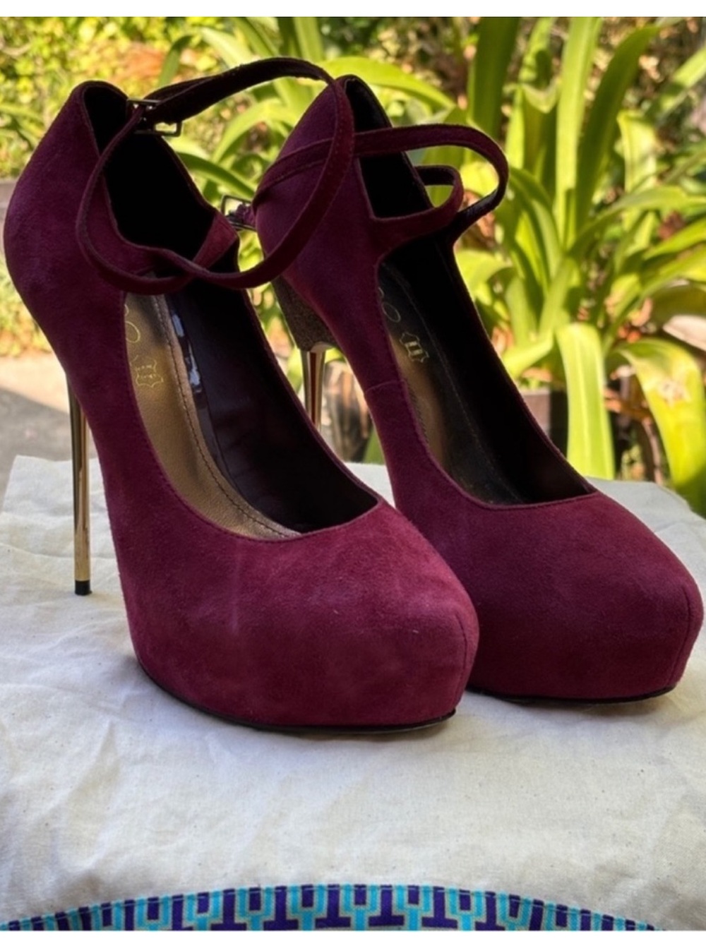 Aldo suede platform ankle strap mary jane pumps